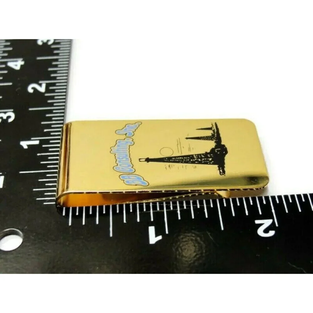 Advertising Money Clip BB Consulting Gold Tone Cash Holder Used